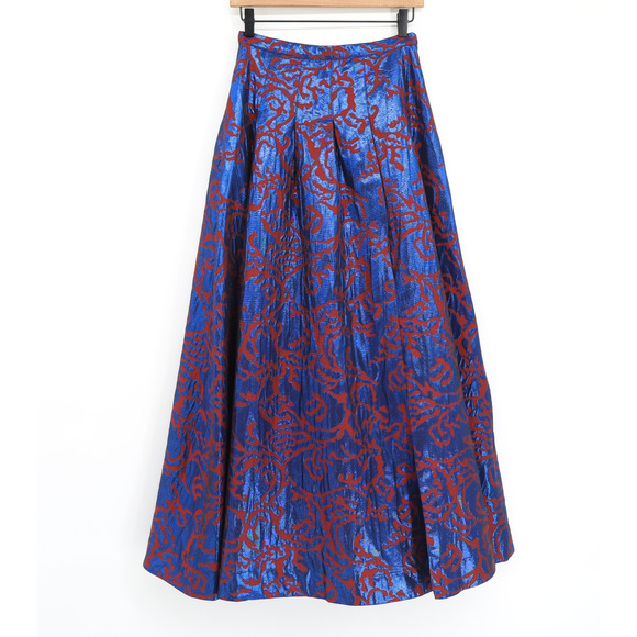 Maeve Dresses & Skirts - Maeve Pleated Shimmer Maxi Skirt Front Split Pockets Metallic Women's Size 2 NEW